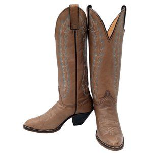 Abilene Womens Cowboy Boots Tall Taupe Leather 5 M Western Cowgirl Ladies